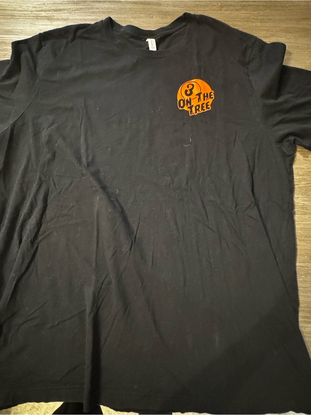 Black Men’s 3 On The Tree Band Graphic Tee with Orange Chest Logo